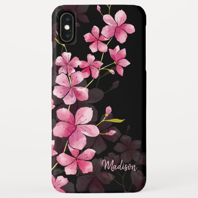 Custom Name | Modern Floral Cherry Blossom Pattern Case-Mate iPhone Case (Back)