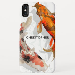 Custom Name Modern Japanese Koi Fish Case-Mate iPhone Case