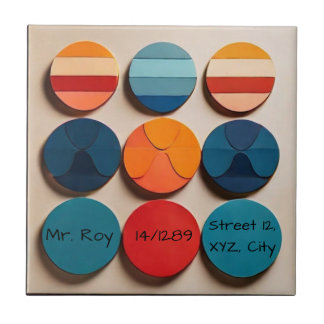 Custom Name Modern Mid Century Geometric Pattern Tile