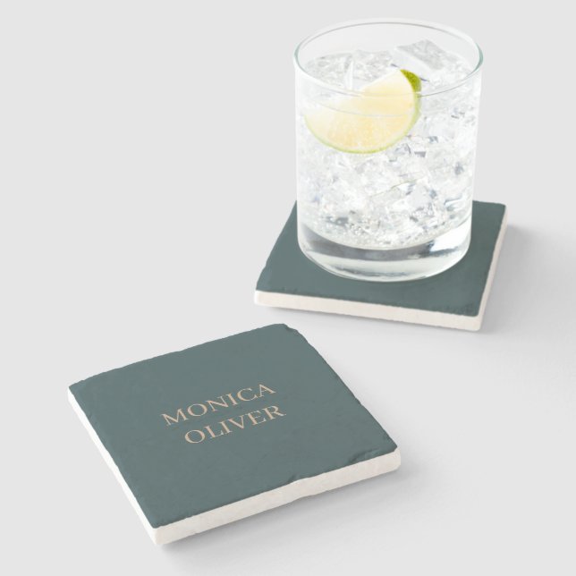 Custom name modern professional minimalist stone coaster (Side)