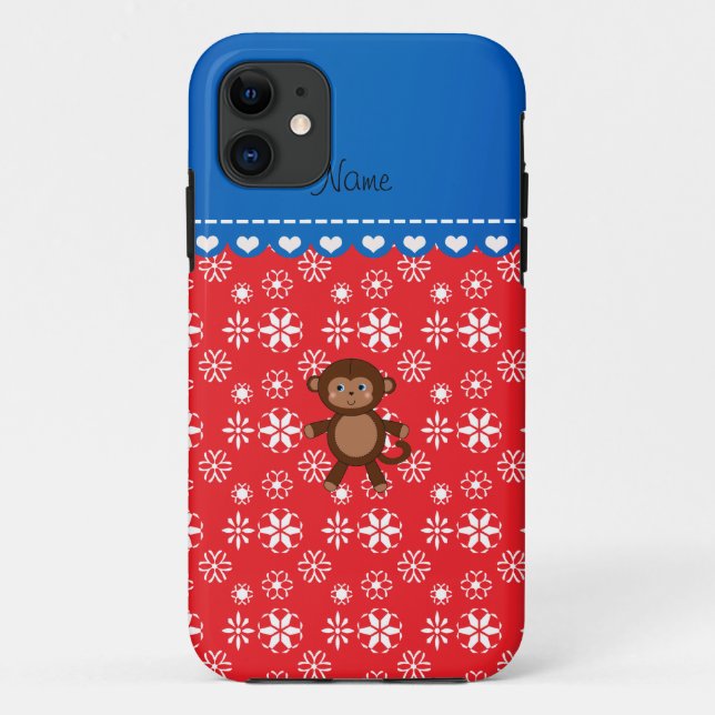 Custom name monkey christmas red snowflakes Case-Mate iPhone case (Back)