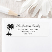 Custom Name Monochrome Palm Return Address Label