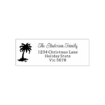 Custom Name Monochrome Palm Return Address Label