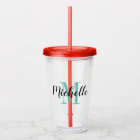Custom name monogram acrylic tumbler glasses