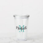 Custom name monogram acrylic tumbler glasses