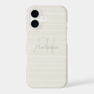Custom Name Monogram Champagne White Stripes