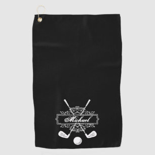 Custom Name Monogram Distressed Typography Golf Towel