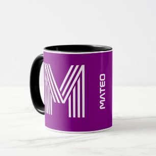Custom Name, Monogram Initial Purple Coffee Mug