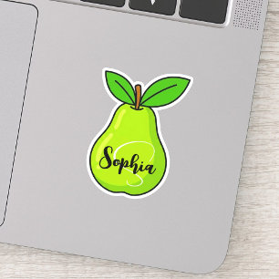 Custom Name & Monogram Kawaii Cute Pear Teacher