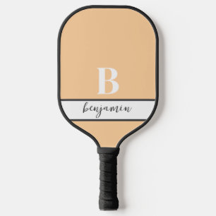 Custom Name Monogram Light Peach Pickleball Paddle