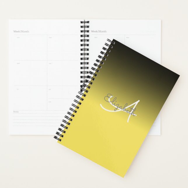 Custom Name Monogram Pastel Yellow Ombre  Planner (Display)