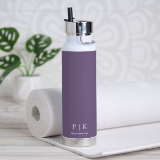 Custom Name Monogram Purple  Water Bottle