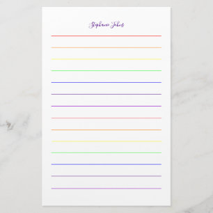 Custom Name Monogram Rainbow Colours Colourful Stationery