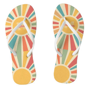 Custom Name & Monogram Retro Stripes Jandals