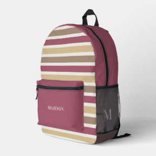 Custom Name & Monogram Retro Stripes Pattern Printed Backpack