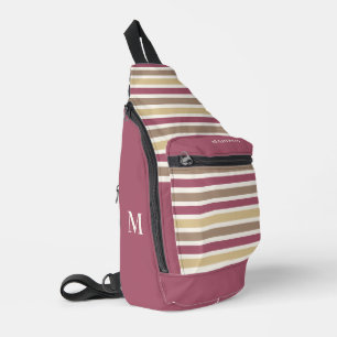 Custom Name & Monogram Retro Stripes Pattern Sling Bag