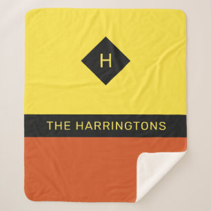 Custom name & monogram sherpa blanket