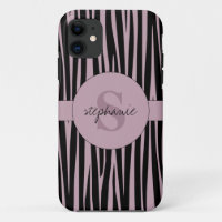 Custom Name Monogrammed Zebra stripes pattern