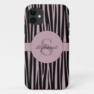 Custom Name Monogrammed Zebra stripes pattern Case-Mate iPhone Case