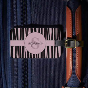 Custom Name Monogrammed Zebra stripes pattern Luggage Tag