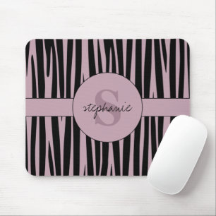 Custom Name Monogrammed Zebra stripes pattern Mouse Pad