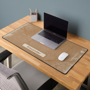 Custom Name Moody Distressed Terracotta Office Desk Mat