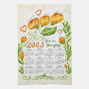 Custom Name Motivational 2023 Calendar Tea Towel