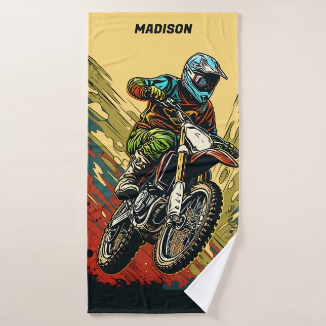 Custom Name Motocross Bath Towel (Bath Towel)