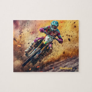 Custom Name Motocross Jigsaw Puzzle