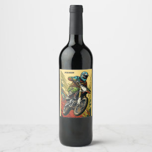 Custom Name Motocross Wine Label
