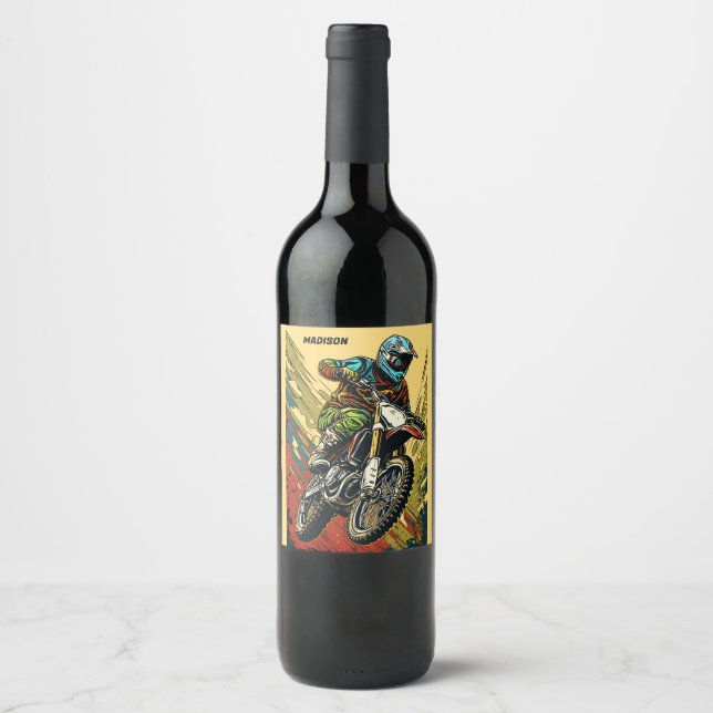 Custom Name Motocross Wine Label (Front)