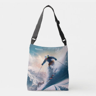 Custom Name Mountain Skier Crossbody Bag