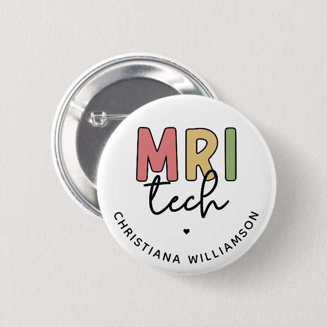 Custom Name MRI Tech | MRI Technologist Gifts 6 Cm Round Badge (Front & Back)