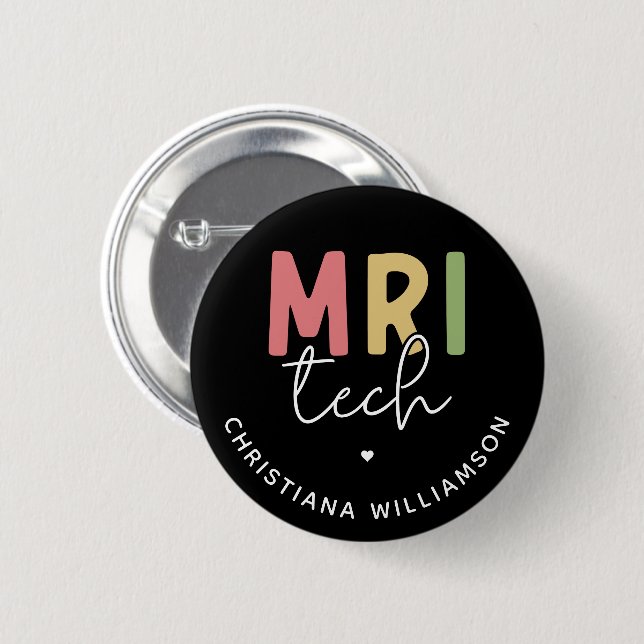 Custom Name MRI Tech | MRI Technologist Gifts 6 Cm Round Badge (Front & Back)