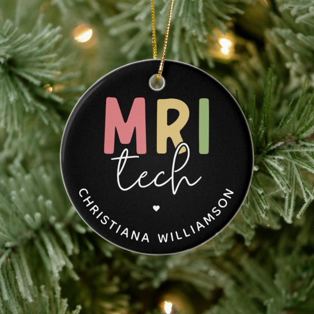 Custom Name MRI Tech | MRI Technologist Gifts Ceramic Tree Decoration (Tree)