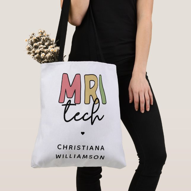 Custom Name MRI Tech | MRI Technologist Gifts Tote Bag (Close Up)