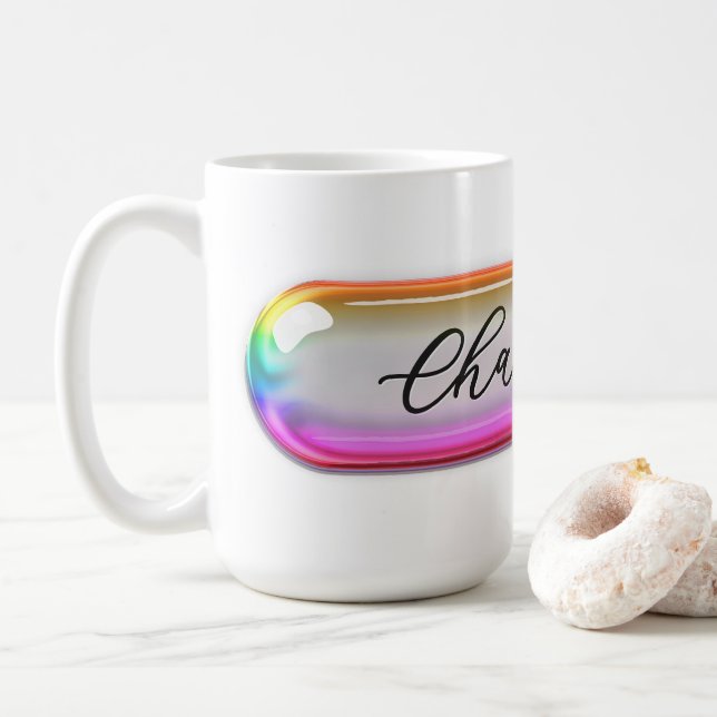 Custom Name Mug – Bright Colourful Glass Lens (With Donut)
