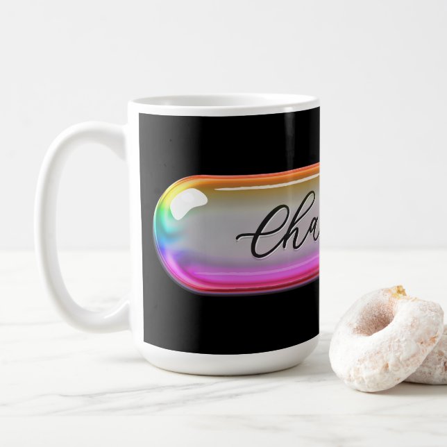 Custom Name Mug – Bright Colourful Glass Lens (With Donut)