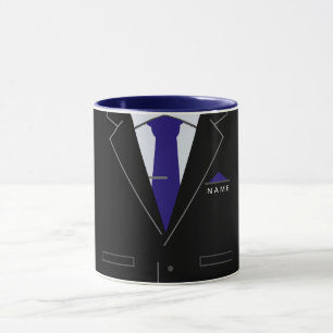 Custom Name Mug Business Office Black Suit