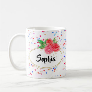 Custom name mug, girl glitter personalised name coffee mug