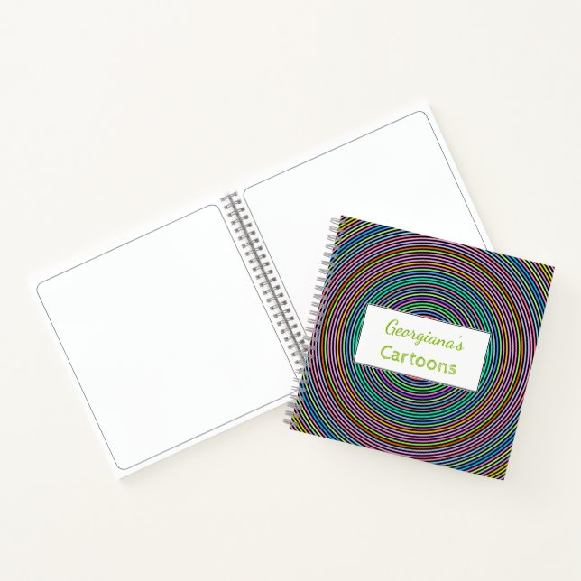Custom Name + Multicolored Circles/Rings Pattern Notebook (Inside)