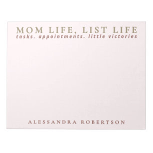 Custom Name Mum List Life Pastel Pink Minimalist  Notepad