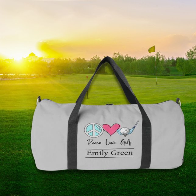 Custom Name Mum Peace Love Golf Woman Golfer  Duffle Bag (Custom Name Mom Peace Love Golf Woman Golfer Duffle Bag)