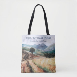 Custom Name Mum Quote Watercolor Chic Blue Yellow Tote Bag