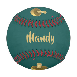 Custom name mushrooms on green baseball