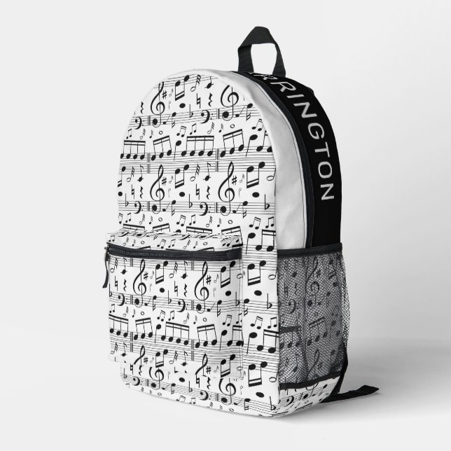 Custom Name Music Illustration Printed Backpack (Back Corner Right)