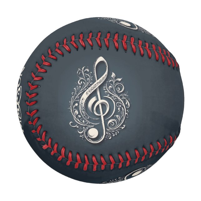 Custom Name Musical Clef Note Baseball (Front Left)