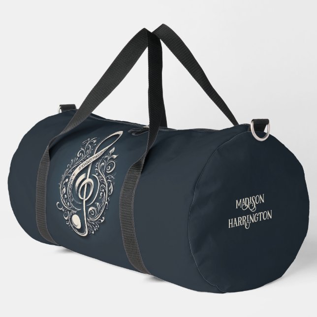 Custom Name Musical Clef Note Duffle Bag (Left Corner)