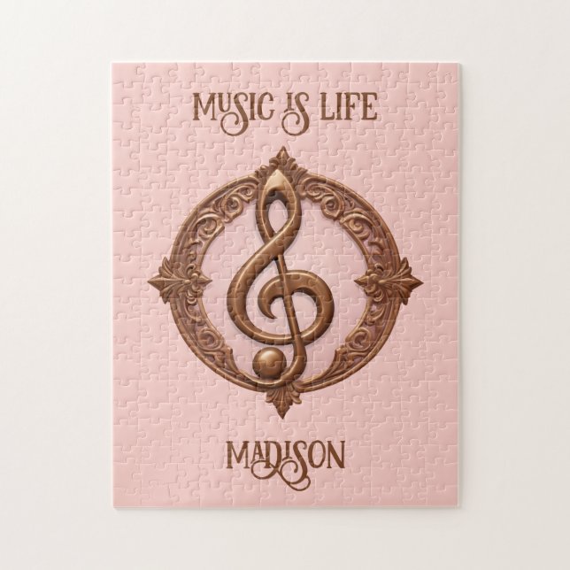 Custom Name Musical Clef Note Jigsaw Puzzle (Vertical)