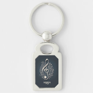 Custom Name Musical Clef Note Key Ring